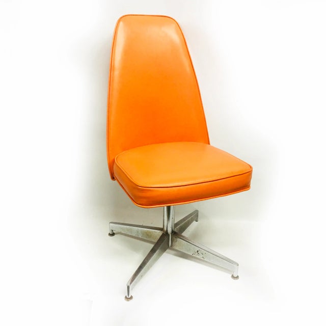 Mid Century Modern Orange Vinyl High Back Chair For Sale - Image 12 of 12