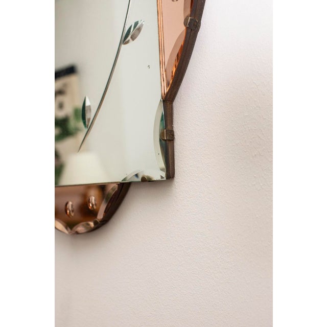 1950s 1950s Floral Scalloped Pink Glass Mirror For Sale - Image 5 of 6