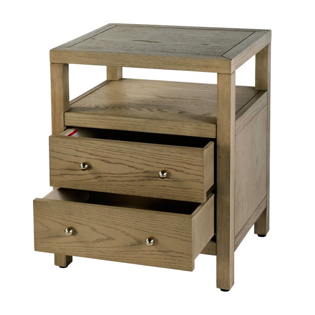 Traditional Nora 21 in. W Rectangular Wood 2 Drawer Nightstand with Open Shelf, Light Oak For Sale - Image 3 of 10