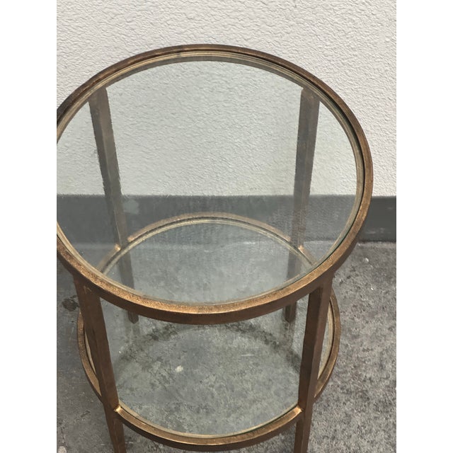 2010s Gump's Larson Antiqued-Bronze Iron Frame Side Table For Sale - Image 5 of 12