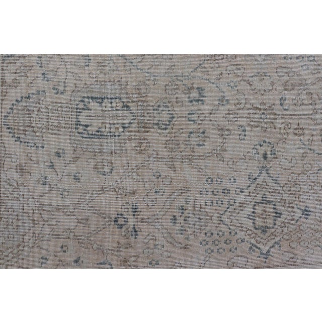 Vintage Turkish Oushak Rug, Distressed Floral Design, Cream & Blue 9'5 X 11'10 For Sale In Atlanta - Image 6 of 16