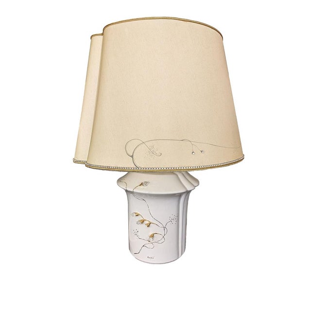 Vintage Table Lamp in Hand Painted Ceramic and Brass, Italy, 1950s For Sale - Image 14 of 15