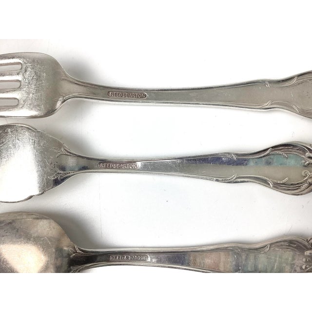 Metal Mid 20th Century Reed and Barton Silverplated Tiger Lily Flatware Place Setting for Six- 34 Pieces For Sale - Image 7 of 8