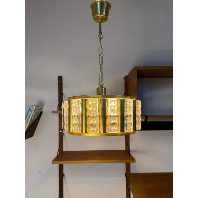 Brass and Glass Pendant Lamp by Carl Fagerlund for Orrefors For Sale - Image 11 of 11