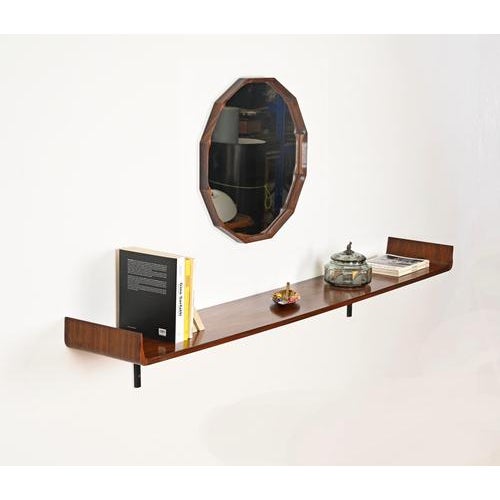 Large Italian Wall Shelf in Curved Rosewood from Campo & Graffi, 1960s For Sale - Image 10 of 15