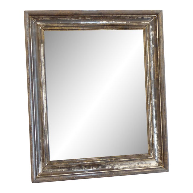 Antique Pewter Tone Silverleaf Mirror For Sale