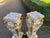 Pair of Late 20th-Century Italian Baroque Cream & Gold Pedestals with Marble-Effect Tops Date/Period: Late 20th Century...