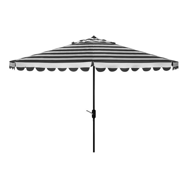Vienna 11 Ft Crank Umbrella - Black/White For Sale