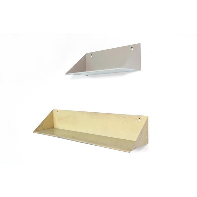 Metal Wall Shelves in Yellow and Gray by Constant Nieuwenhuys for Asmeta, 1950s, Set of 2 For Sale - Image 4 of 6