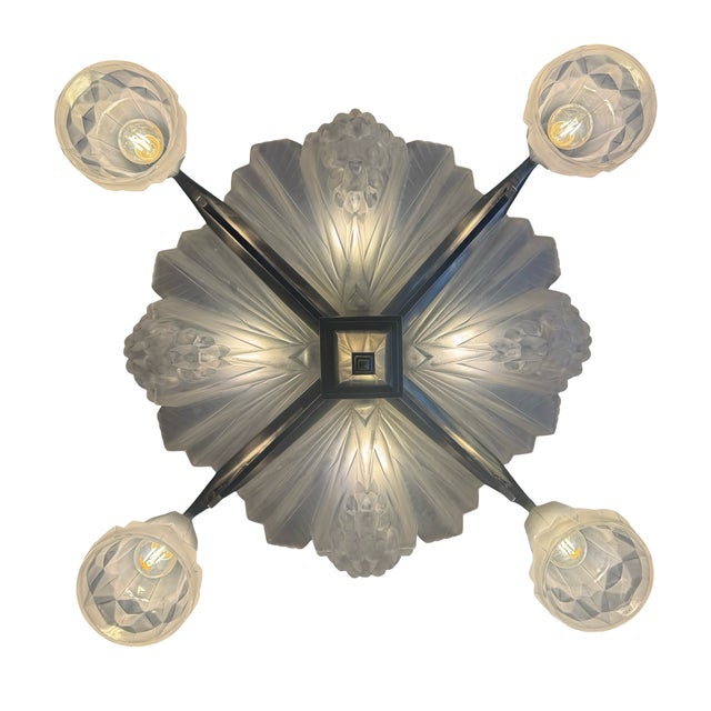 Art Deco Chandelier by Henri Petitot, 1930 For Sale - Image 9 of 18