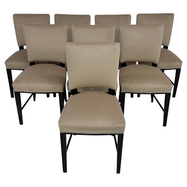 Art Deco Italian Black and Beige Velvet Chairs attributed to Antonio Cassi Ramelli, 1940s, Set of 8 For Sale - Image 14 of 14