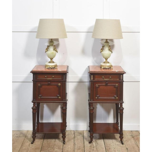 Metal Antique Mahogany Bedside Tables, 1890s, Set of 2 For Sale - Image 7 of 10