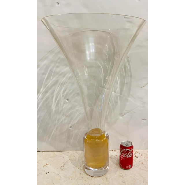 2020s Global Views Modern Golden Glass Trumpet Vase For Sale - Image 5 of 5