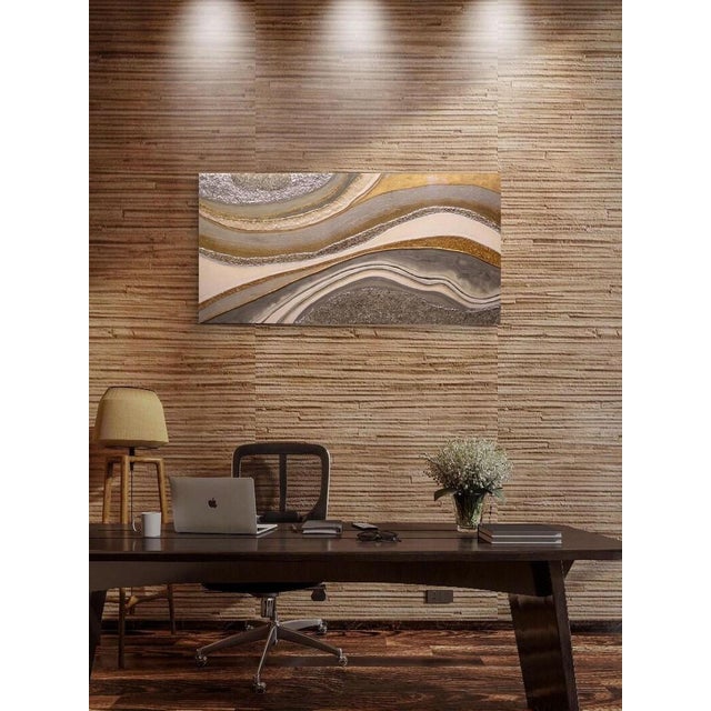 2020s Resin Geode Painting, Gold Leaf and Crushed Glass (48"x24") For Sale - Image 5 of 10