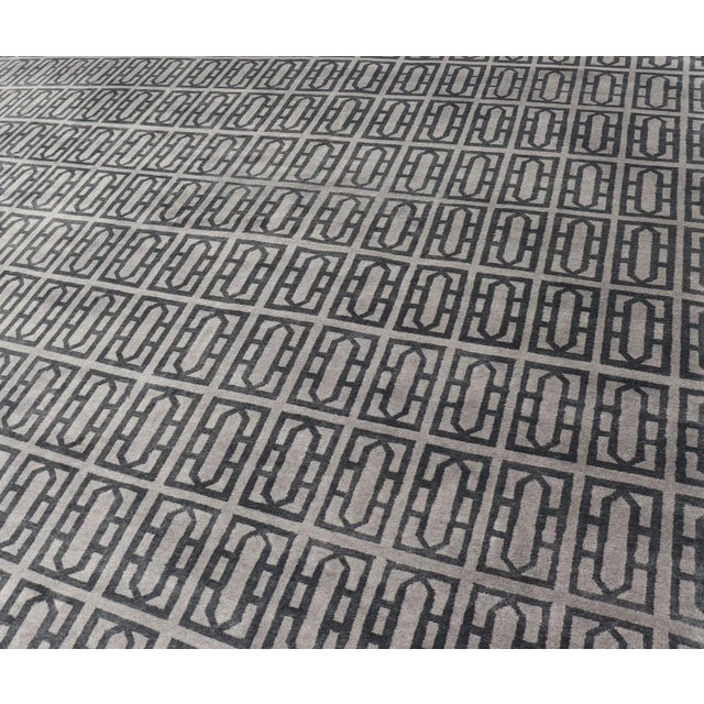2020s Modern Rug by Keivan Woven Arts All-Over Geometric Design in Gray and Black For Sale - Image 5 of 13