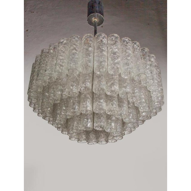 White Large Iced Glass Tube Chandelier from Doria, 1960s For Sale - Image 8 of 12