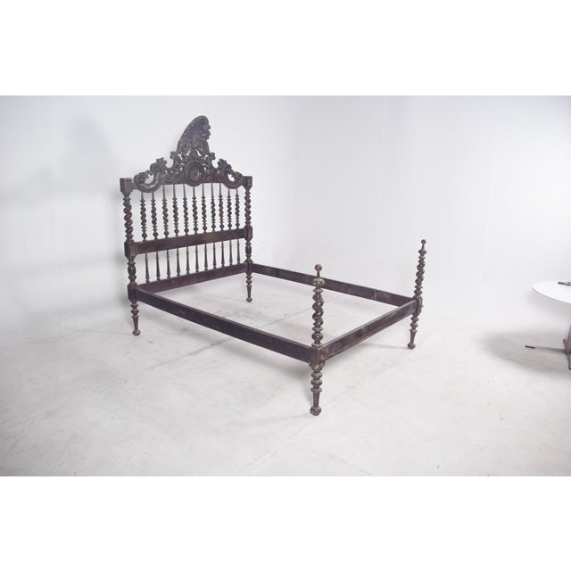 This impressive double bed is crafted in solid wood, designed in the style of the 17th century, though produced in...