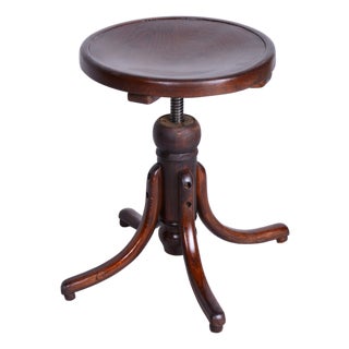 Art Deco Piano Swivel Stool in Beech from Thonet, Czech, 1930s For Sale