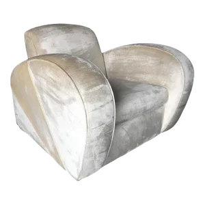 1970s Art Deco Pearl White Mohair Jazz Club Chair With Speed Arms