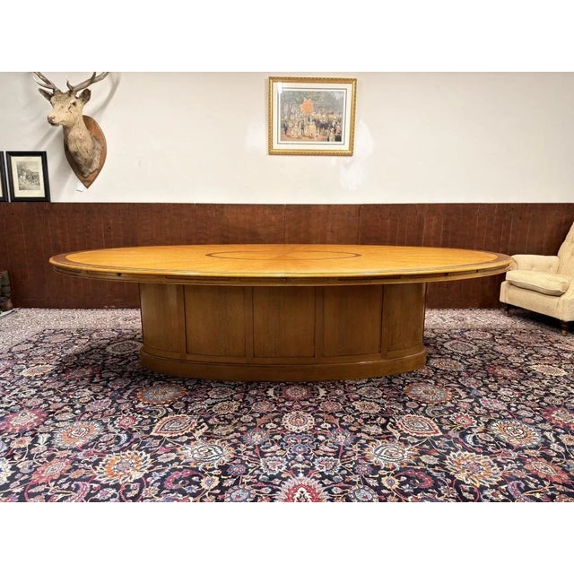 Large English Globe Wernicke Style Conference Table For Sale - Image 3 of 16