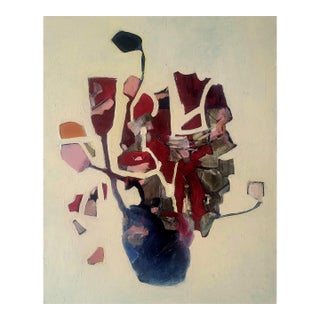 Untitled (Formerly Shattered Rose) Is an Abstracted Floral and Vase Oil Painting by Contemporary Artist Lynn Christian For Sale