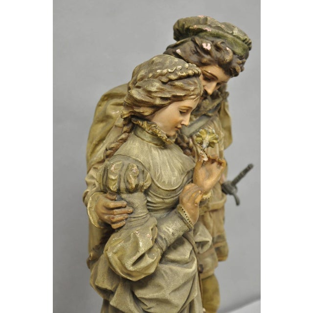 Antique French Renaissance Hennecke & Co "Faust & Marguerite" Plaster Statue For Sale - Image 13 of 18