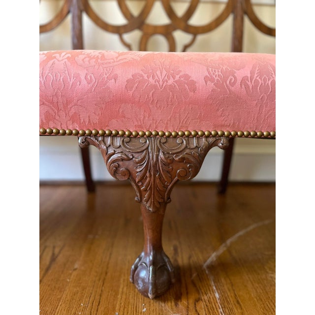 18th Century 18th Century Georgian Carved Mahogany Triple Settee For Sale - Image 5 of 12