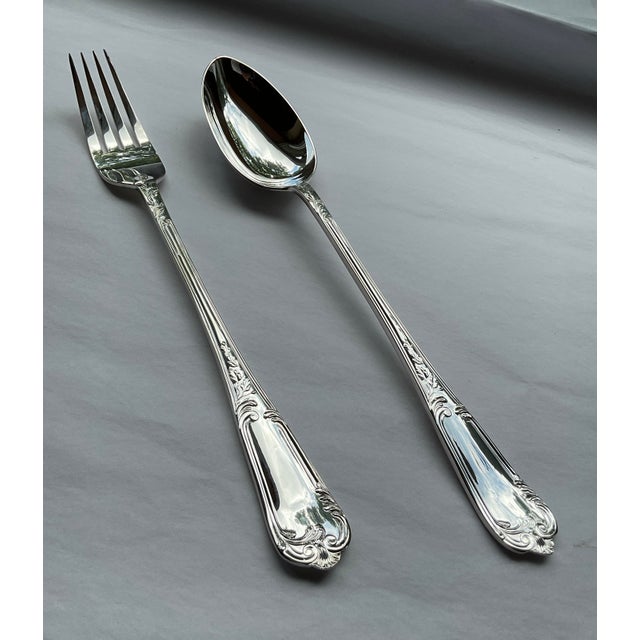 1980s A Pair of Silver Large Serving Spoon & Fork, La Regence For Sale - Image 13 of 14