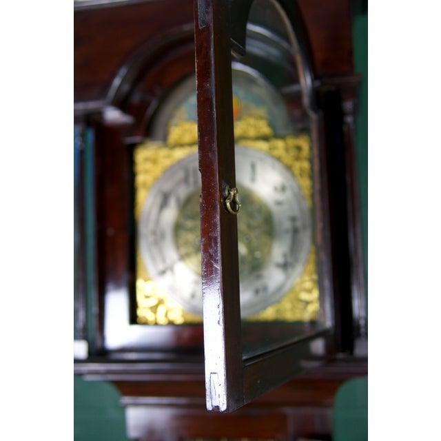 Wood Early 18th Century Georgian English Tall Case Granfather Clock For Sale - Image 7 of 14