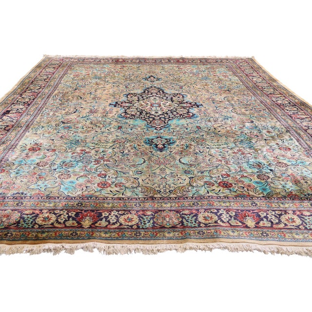 French Provincial Vintage Persian Silk Qum Rug, 06'07 X 09'10 For Sale - Image 3 of 10