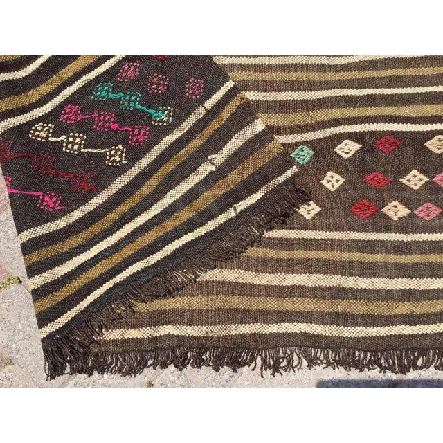 Vintage Brown Kilim Rug - 55.5" X 69" For Sale - Image 10 of 11