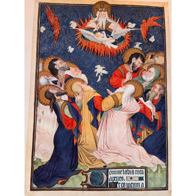 French 1950s The Pentecost Color Heliograph, Vintage Print From the Rohan Hours, A French Illuminated Manuscript For Sale - Image 3 of 10