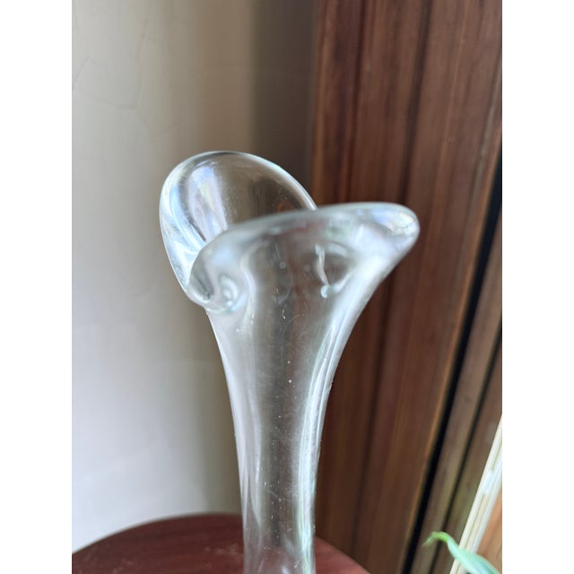 Glass Mid 20th Century Modern Swedish Sculptural Glass Bud Vase Attributed to Orrefors For Sale - Image 7 of 10