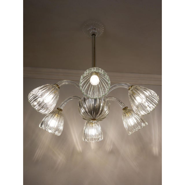 Glass Murano Glass Chandeliers attributed to Barovier & Toso, Italy, 1940s, Set of 2 For Sale - Image 7 of 14