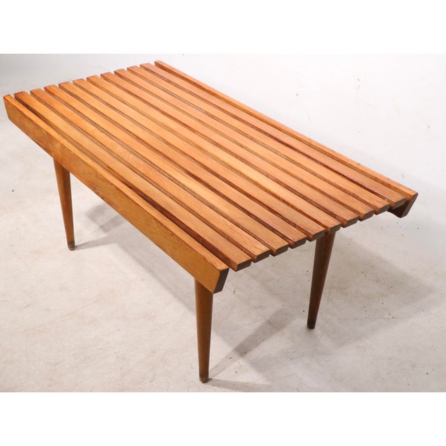 Mid 20th Century Diminutive Mid Century Slat Table Bench For Sale - Image 14 of 18