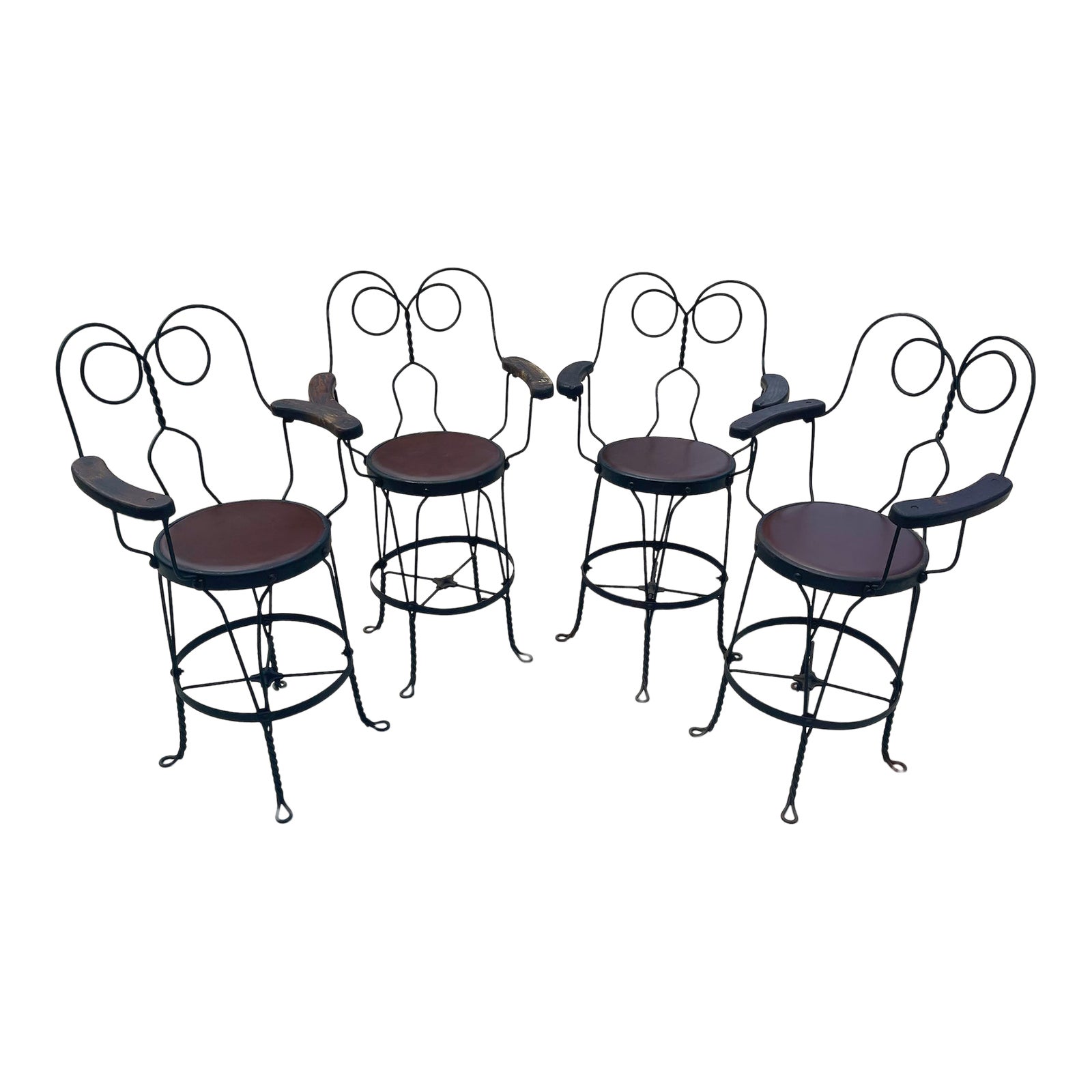 Early 20th Century High Top Leather Parlor Chairs Set of 4 Chairish