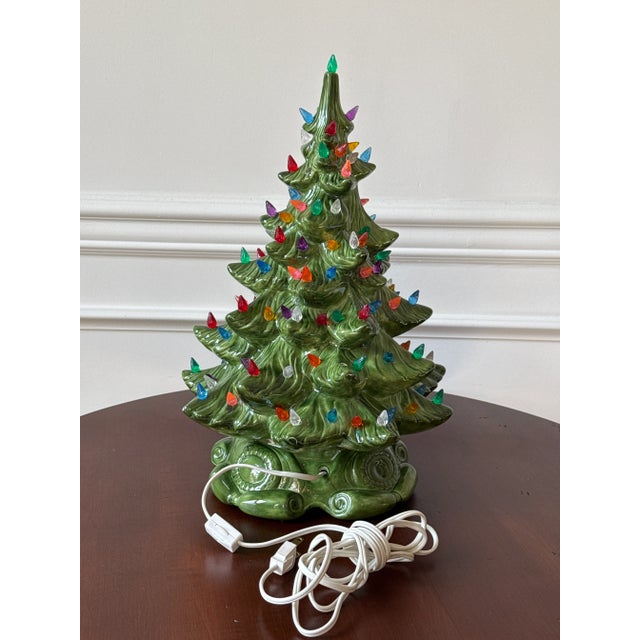 1970s 1970s Atlantic Mold Handmade Illuminated Ceramic Christmas Tree For Sale - Image 5 of 10