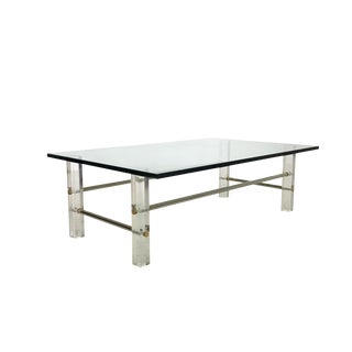 Mid Century Modern Lucite & Chrome Coffee Table For Sale