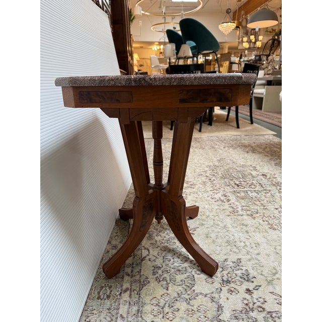 Victorian Parlour Table With Marble Top, Antique For Sale - Image 11 of 12