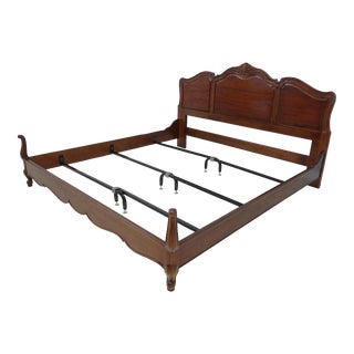 Henredon French Style King Size Walnut Bed For Sale