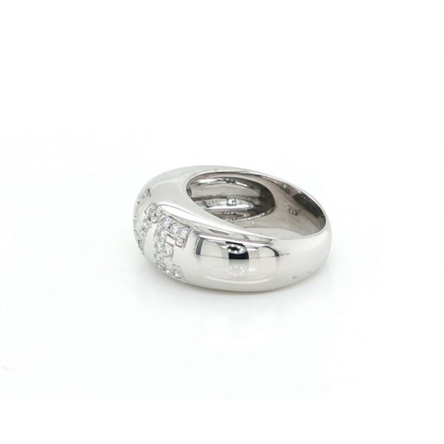 Metal Mid 20th Century Chopard Happy Diamond 18k White Gold Love Dome Band Ring Size 4 w/Cert For Sale - Image 7 of 12