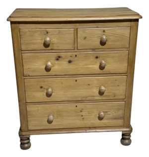 Antique Pine Two Over Three Drawers - Chest of Drawers From England