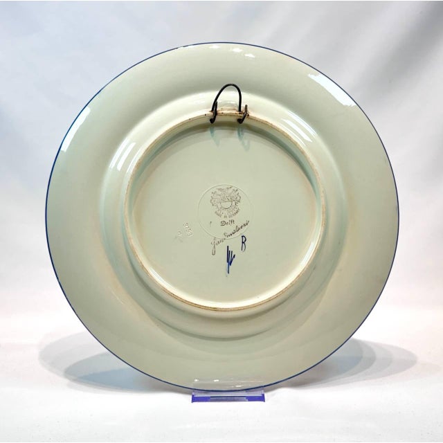 Nautical 1930s Villeroy & Boch Dresden Made in Germany Delft Wall Plate For Sale - Image 3 of 4