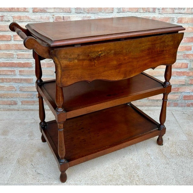Vintage Serving Trolley with Wheels and Wings, 1970s For Sale - Image 9 of 18