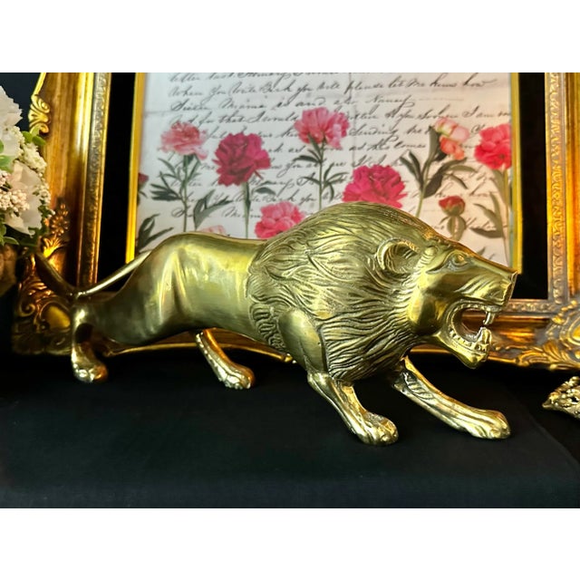 This is for a polished Solid Brass Roaring Lion statue. This piece measures 5 inches tall x 13 inches long x 3 inches...