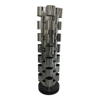 1950s Brutalist Curtis Jere Chrome Tower Lamp For Sale