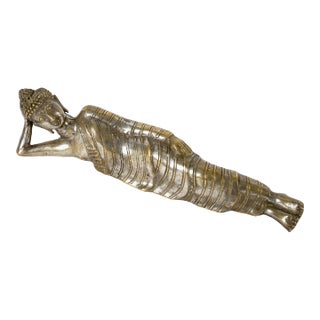 Vintage Mahaparinirvana Buddha Brass Sculpture For Sale