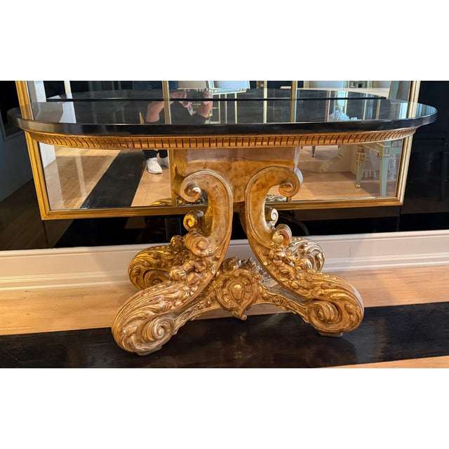 Rococo 18c Style Quatrain for Dessin Fournir Giltwood Marble Top Console Table - 1 of 2 For Sale - Image 3 of 6