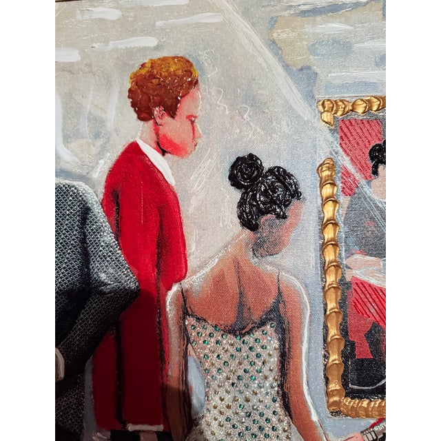 Red Contemporary Glynn Marcus “Spectators at the Tarkay Exhibit” Giclee on Canvas With Hand Embellishment and Bas Relief Signed For Sale - Image 8 of 13