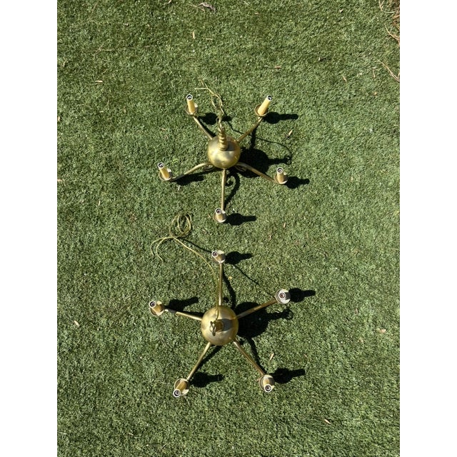 1980s Brass Neoclassical Chandeliers - a Pair For Sale - Image 4 of 12